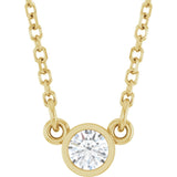 14K Yellow Gold 1/10 CT Natural Diamond Solitaire 18" Necklace 