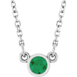 14K White Gold Lab-Grown Emerald Solitaire 16" Necklace 