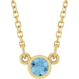 14K Yellow Gold Natural Sky Blue Topaz Solitaire 18" Necklace 