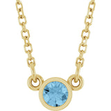 14K Yellow Gold Natural Sky Blue Topaz Solitaire 18" Necklace 