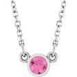 14K White Gold Natural Pink Sapphire Solitaire 18" Necklace 