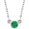 14K White Lab-Grown Emerald Solitaire 16" Necklace 