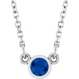 Rhodium-Plated Sterling Silver Imitation Blue Sapphire Solitaire 16" Necklace 