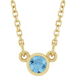 14K Yellow Natural Sky Blue Topaz Solitaire 18" Necklace 