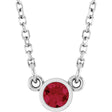 Rhodium-Plated Sterling Silver Lab-Grown Ruby Solitaire 16" Necklace 