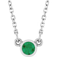 14K White Gold Lab-Grown Emerald Solitaire 16" Necklace 