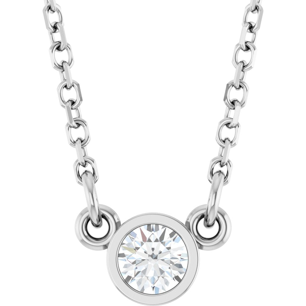 14K White Gold 1/10 CT Lab-Grown Diamond Solitaire 18" Necklace 