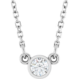 14K White Gold 1/10 CT Lab-Grown Diamond Solitaire 18" Necklace 