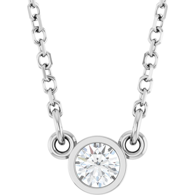 14K White Gold 1/10 CT Lab-Grown Diamond Solitaire 18" Necklace 