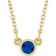 14K Yellow Lab-Grown Blue Sapphire Solitaire 16" Necklace 