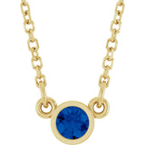 14K Yellow Lab-Grown Blue Sapphire Solitaire 16" Necklace 