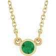 14K Yellow Gold Natural Emerald Solitaire 16" Necklace 