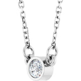 Rhodium-Plated Sterling Silver Natural White Sapphire Solitaire 16" Necklace