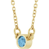 14K Yellow Natural Sky Blue Topaz Solitaire 18" Necklace