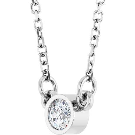 Rhodium-Plated Sterling Silver Natural White Sapphire Solitaire 16" Necklace