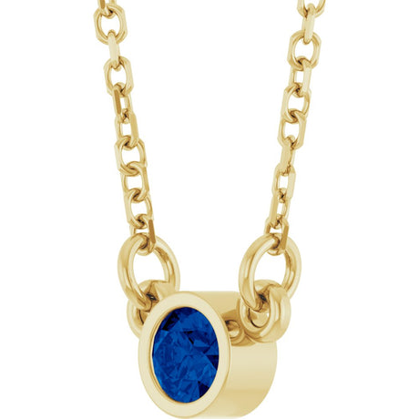 14K Yellow Lab-Grown Blue Sapphire Solitaire 16" Necklace