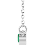 14K White Gold Lab-Grown Emerald Solitaire 16" Necklace 