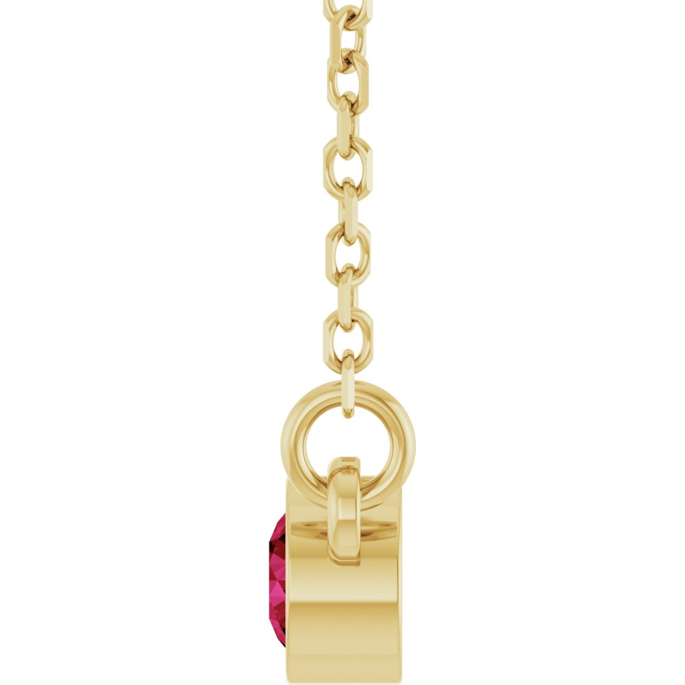 14K Yellow Gold Lab-Grown Ruby Solitaire 16" Necklace 