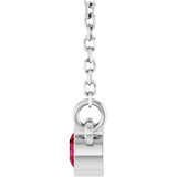 Rhodium-Plated Sterling Silver Lab-Grown Ruby Solitaire 16" Necklace