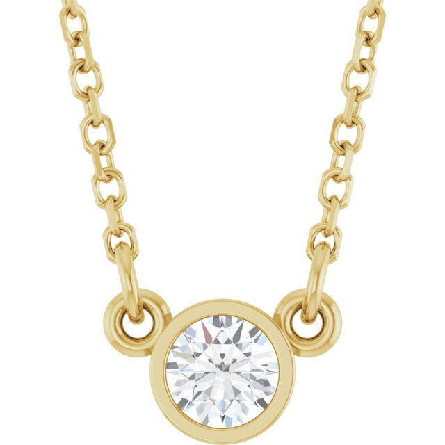 14K Yellow 1/6 CT Lab-Grown Diamond Solitaire 18" Necklace 