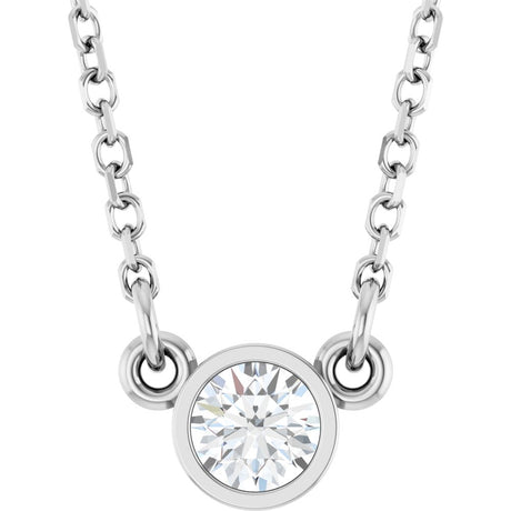 14K White 1/6 CT Lab-Grown Diamond Solitaire 18" Necklace 