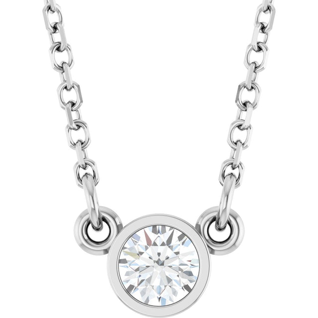 14K White 1/6 CT Lab-Grown Diamond Solitaire 18" Necklace 