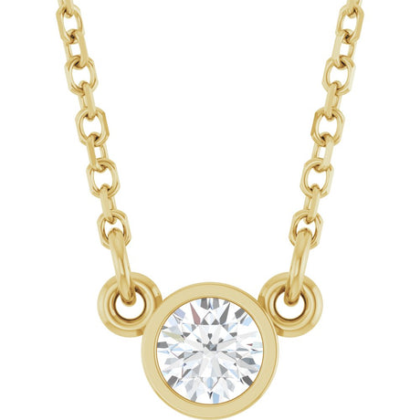 14K Yellow 1/6 CT Natural Diamond Solitaire 18" Necklace 