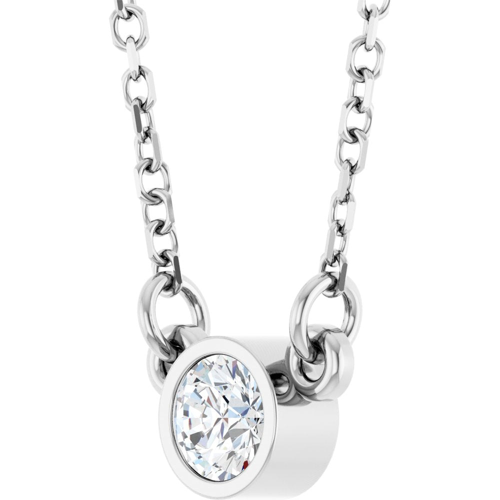 14K White 1/6 CT Lab-Grown Diamond Solitaire 18" Necklace