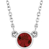 14K White Natural Mozambique Garnet Solitaire 16" Necklace 