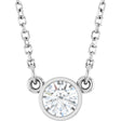 14K White 1/4 CT Natural Diamond Solitaire 18" Necklace 