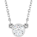 14K White 1/4 CT Natural Diamond Solitaire 18" Necklace 