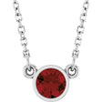 14K White Natural Mozambique Garnet Solitaire 16" Necklace 