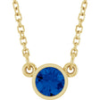 14K Yellow Gold Lab-Grown Blue Sapphire Solitaire 16" Necklace 