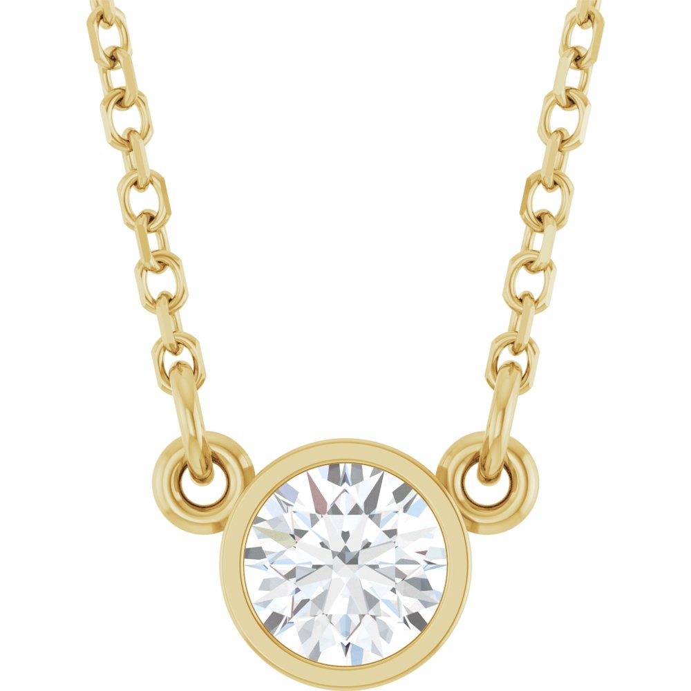 14K Yellow 1/4 CT Natural Diamond Solitaire 18" Necklace 