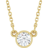 14K Yellow Gold 1/4 CT Natural Diamond Solitaire 18" Necklace 