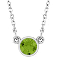 Rhodium-Plated Sterling Silver Natural Peridot Solitaire 16" Necklace 