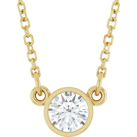 14K Yellow Gold Stuller Lab-Grown Moissanite Solitaire 18" Necklace 