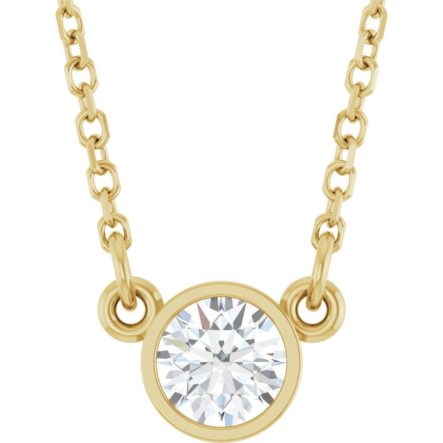 14K Yellow Gold Stuller Lab-Grown Moissanite Solitaire 18" Necklace 