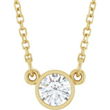 14K Yellow Gold 1/4 CT Natural Diamond Solitaire 18" Necklace 