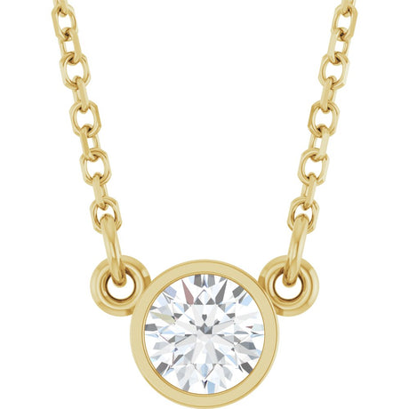 14K Yellow Stuller Lab-Grown Moissanite Solitaire 18" Necklace 