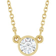 14K Yellow Gold 1/4 CT Natural Diamond Solitaire 18" Necklace 