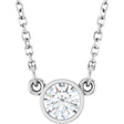 Rhodium-Plated Sterling Silver Imitation Diamond Solitaire 16" Necklace 