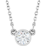 14K White Gold 1/4 CT Lab-Grown Diamond Solitaire 18" Necklace 