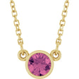 14K Yellow Gold Natural Pink Tourmaline Solitaire 16" Necklace 