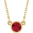 14K Yellow Natural Ruby Solitaire 16" Necklace 