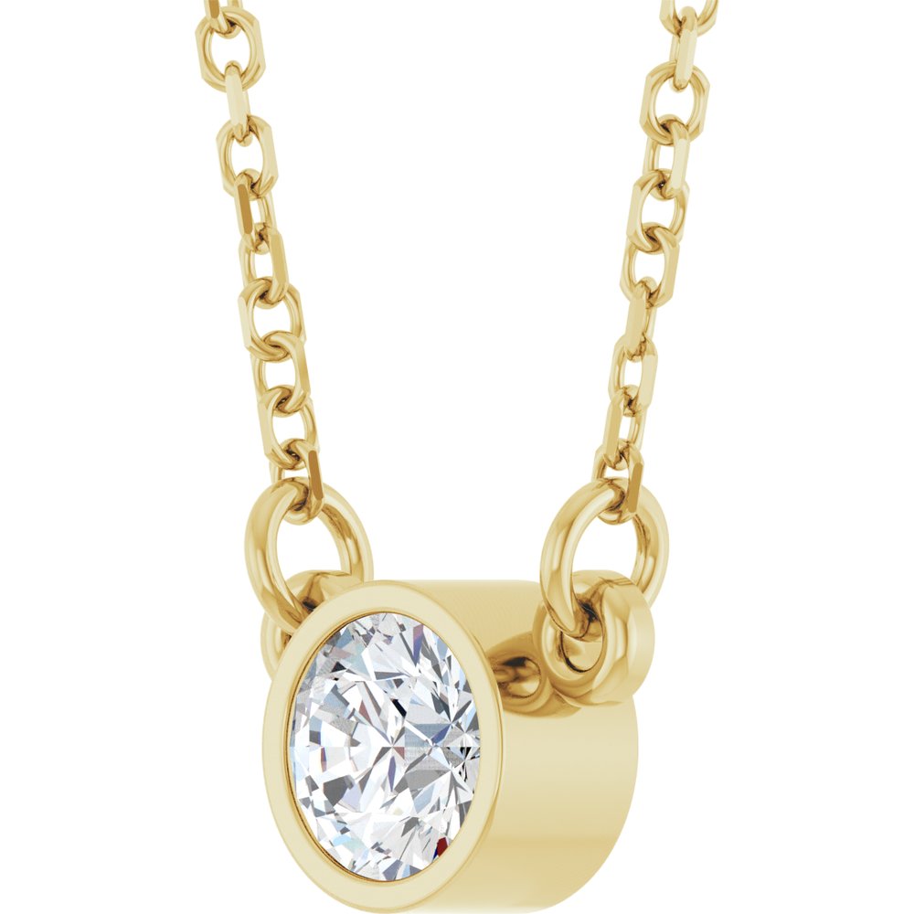 14K Yellow Gold 1/4 CT Natural Diamond Solitaire 18" Necklace 