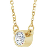 14K Yellow Gold 1/4 CT Natural Diamond Solitaire 18" Necklace 