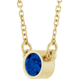 14K Yellow Gold Lab-Grown Blue Sapphire Solitaire 16" Necklace 
