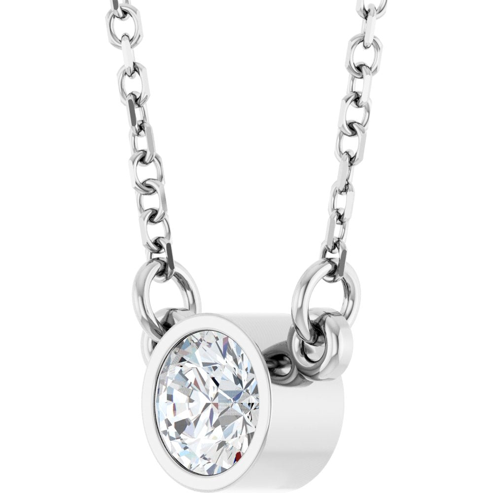 14K White Gold 1/4 CT Lab-Grown Diamond Solitaire 18" Necklace 