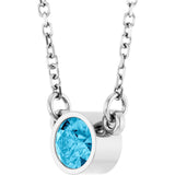 14K White Natural Aquamarine Solitaire 16" Necklace